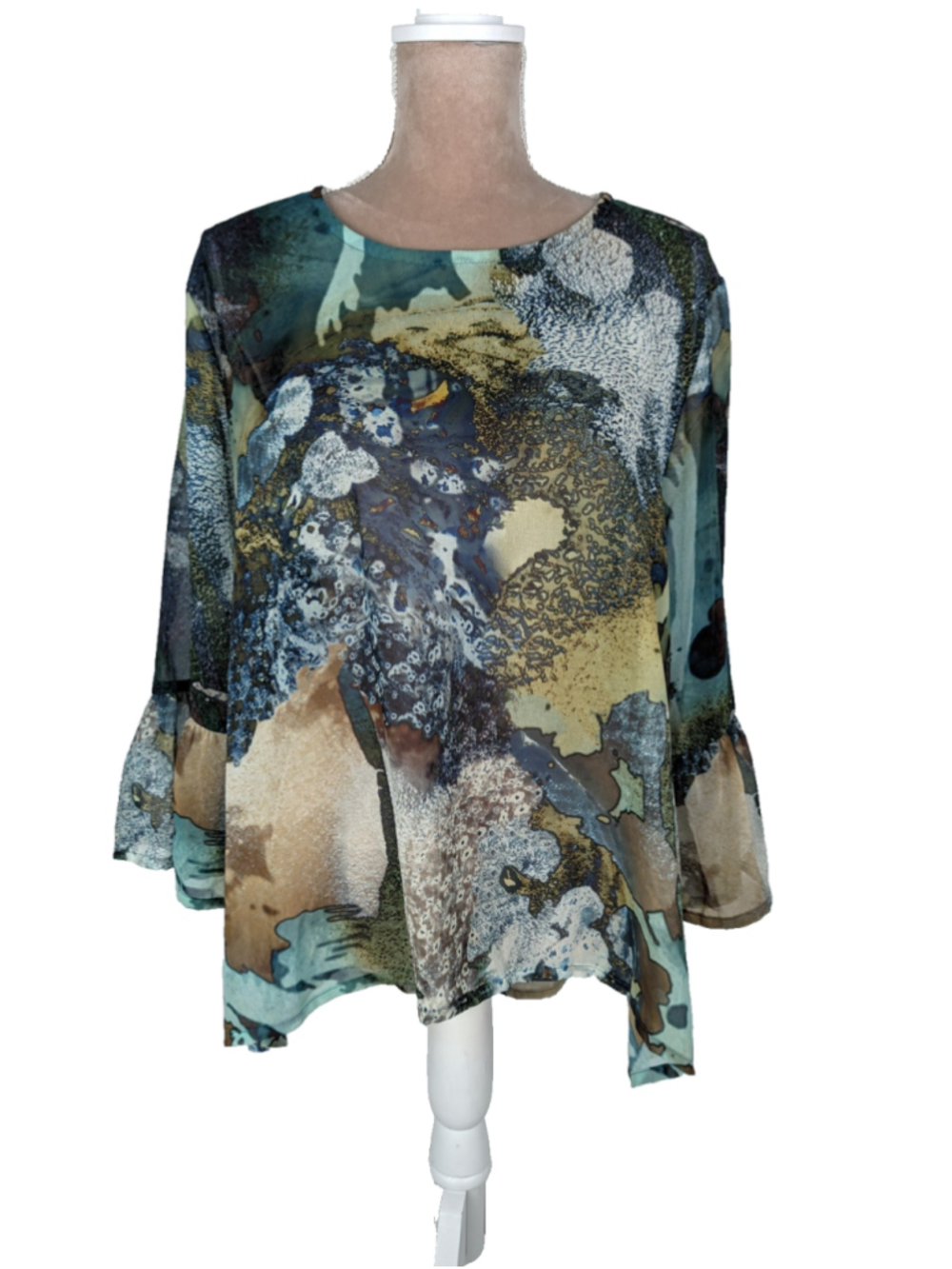 NWT Bryn Walker Fran Sheer Tunic Top Blouse XXL Lagenlook Abstract Art to Wear
